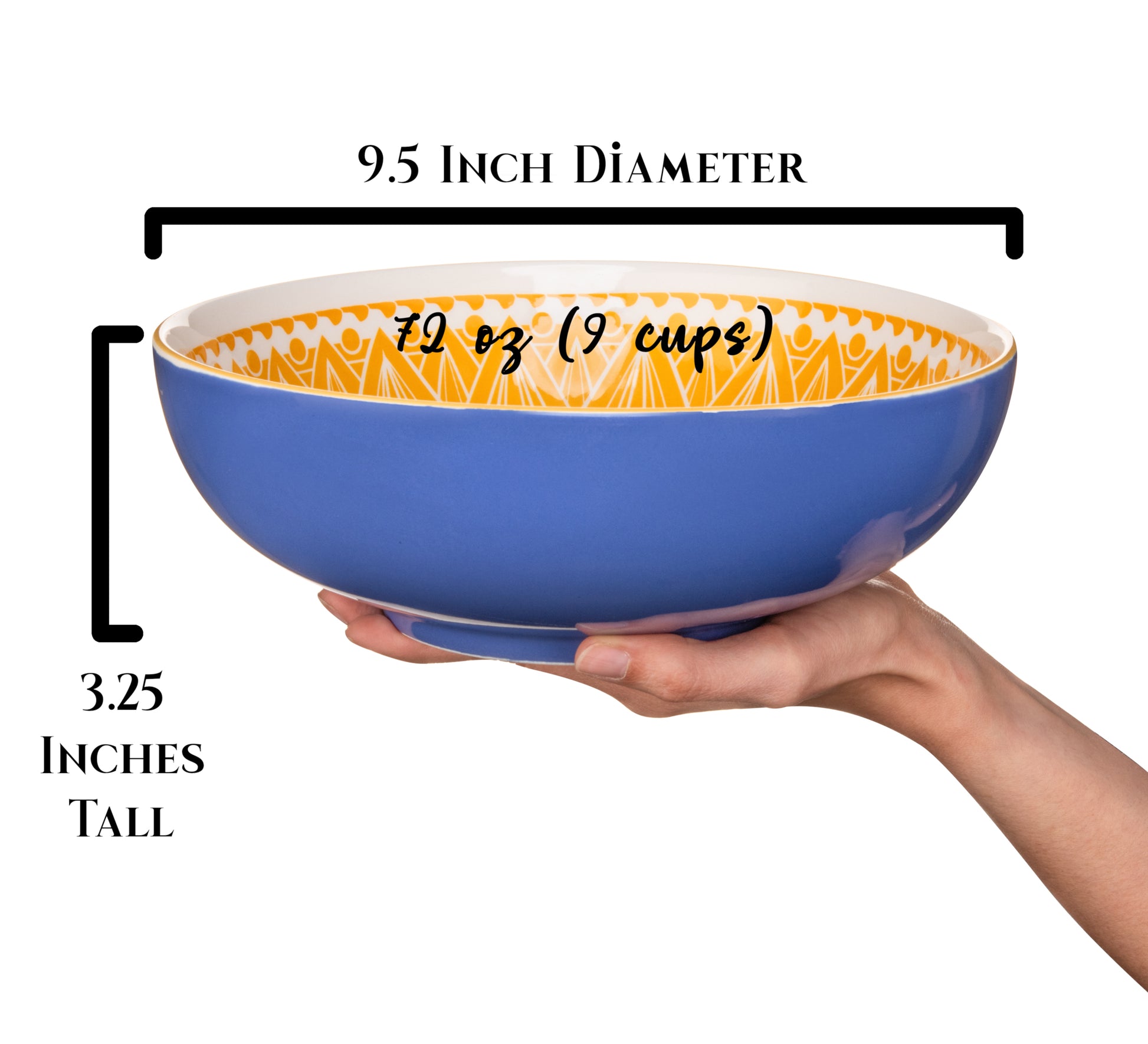 annovero serving bowls, set of 3 porcelain bowls, 9.5 inch diameter, 72 fluid ounce (9 cup) capacity