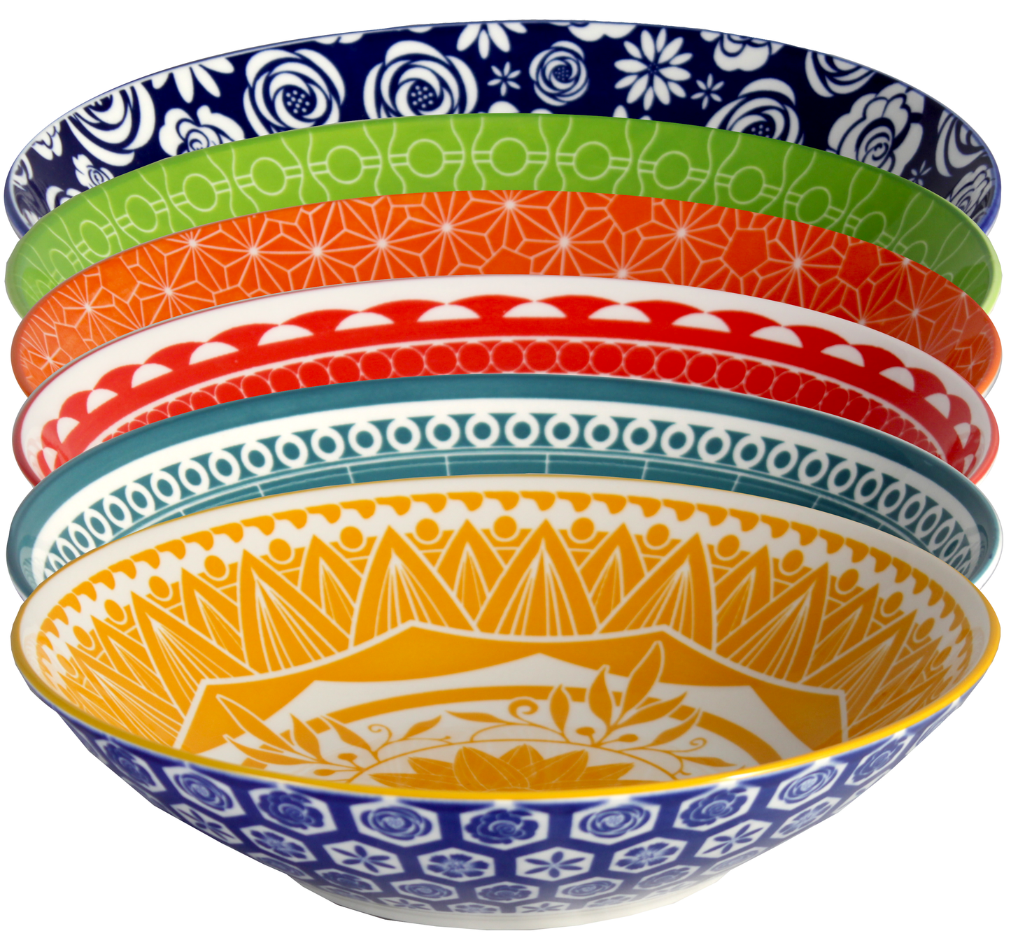 Individual Pasta Bowl 9.25" Diameter in each of the 6 designs